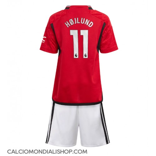 Maglie da calcio Manchester United Rasmus Hojlund #11 Prima Maglia Bambino 2023-24 Manica Corta (+ Pantaloni corti)